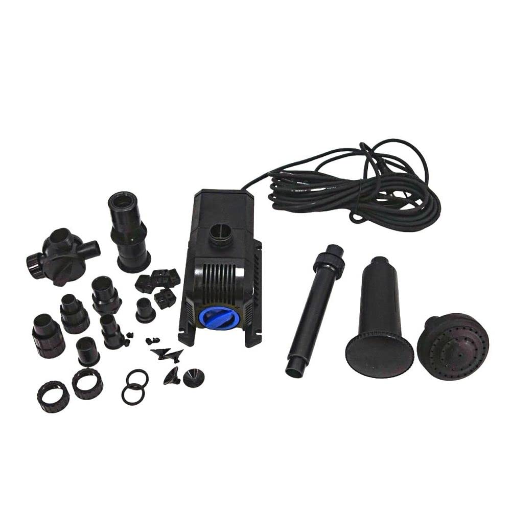 AquaOne Fuente para estanque HJ-4503, Bomba de Agua Sumergible, 5000 l/h, 80 W, 2 accesorios, ventilación, bomba de arroyo, ventilación de estanque