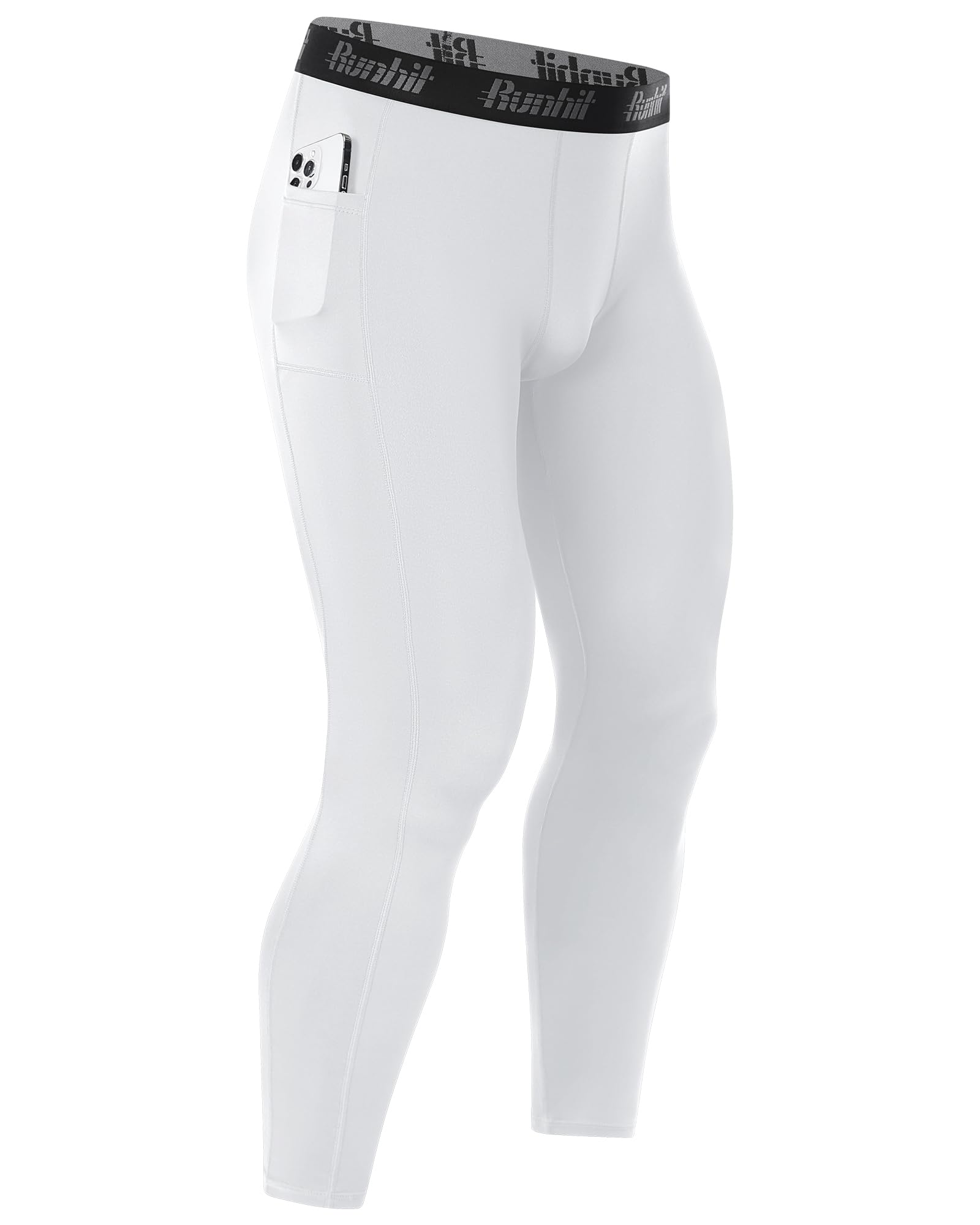 Runhit 1/3er Pack Kompressionshose Herren Lange mit Taschen, Tights Sport Leggings Schnelltrocknende Trainingshose Sporthose Laufhose Atmungsaktiv Funktionsunterhose für Fitness Joggen Training Gym