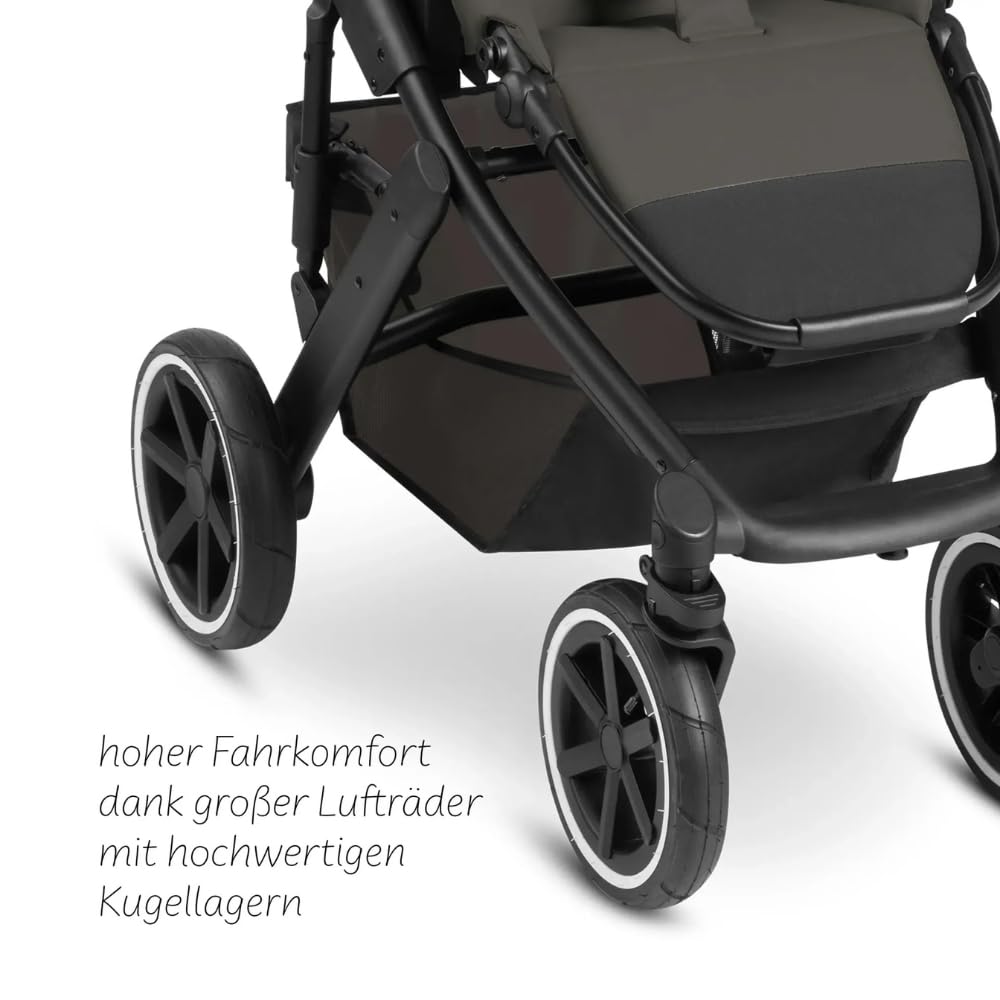 ABC Design 2 in 1 Kinderwagen Salsa 4 Air – Kombikinderwagen für Neugeborene & Babys – Inkl. Sportsitz Buggy & Babywanne – Radfederung & Luftreifen – Farbe: Cloud