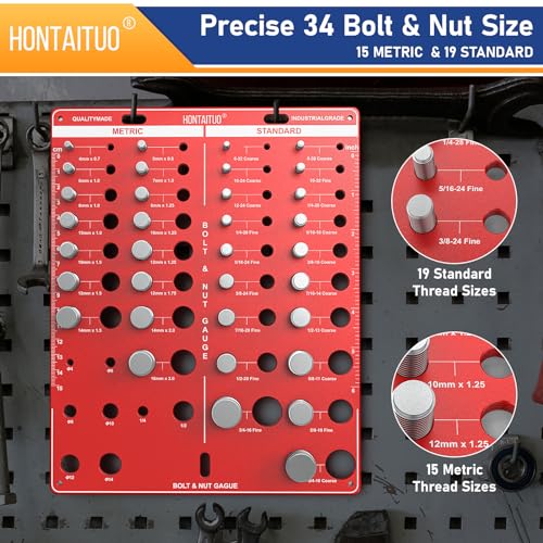 Hontaituo THREAD CHECKER Standard And Metric,Bolt Size And Thread Gauge thumb #2
