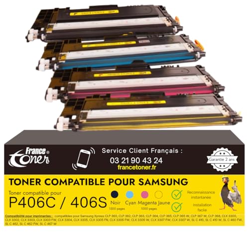 Pack 4 toners laser compatibles Samsung 404S pour Xpress C480W C430