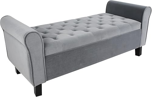 Babion Banco de almacenamiento para el extremo de la cama, banco otomano de almacenamiento con botones copetudos, 51 pulgadas, banco de