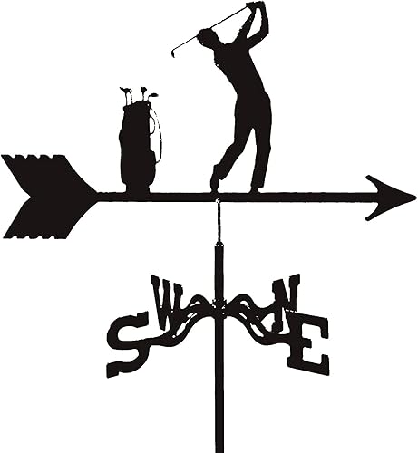 Veleta de metal para golf, veleta deportiva con montaje en el techo, decoración de jardín para exteriores, granja, patio, jardín, glorieta (color 4S)