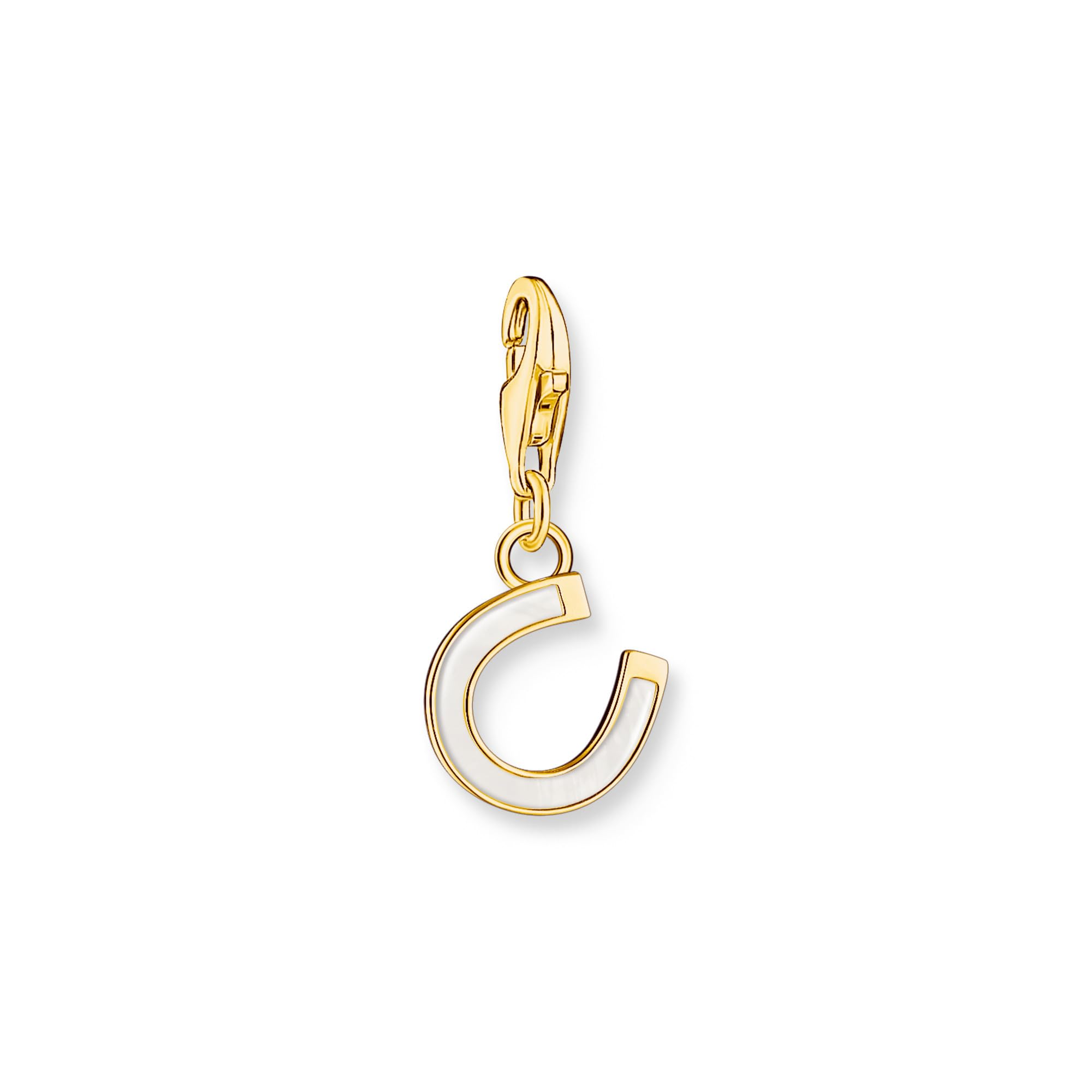 THOMAS SABO Charm-Anhänger Hufeisen mit weißer Kaltemaille vergoldet 925 Sterlingsilber, 750 Gelbgold Vergoldung, Kaltemail