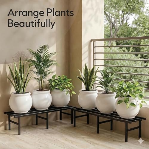 Image of IRON LANDS Metal Pot Stand 72x22x20 Cm | Rust-Proof Matte Powder-Coated Pot Stand for Big Size Plants | Supports Up to 300 Kg| Ideal for Garden Balcony, Outdoor and Indoor Plant Display