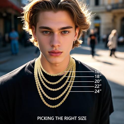 14K Gold Chain for Mens Chunky Cuban Link Chains for Men 14K Gold Necklaces for Womens Chain Necklace Men Mystery and Unique Dainty Golden Necklace for Women Non Tarnish 16-24IN3