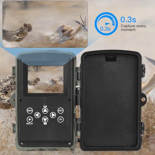 Kavolet Wildkameras mit Bewegungsmelder Nachtsicht, Wildkamera Testsieger, 2,7 K, 24 MP, 120 °, Wärmebildkamera Jagd 0,3 s Jagdkamera, Nachtsichtkamera Outdoor Wildtierkamera, wasserdicht IP65