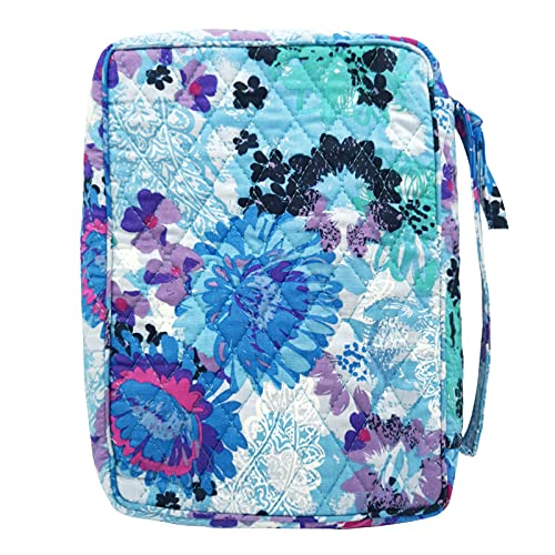 Image of DIWI Quilted Bible Cover Extra Large Sizes 11.25 X 8.25 X 2.75 Inches Good Book Case (XL, C1 Watercolor Blue)