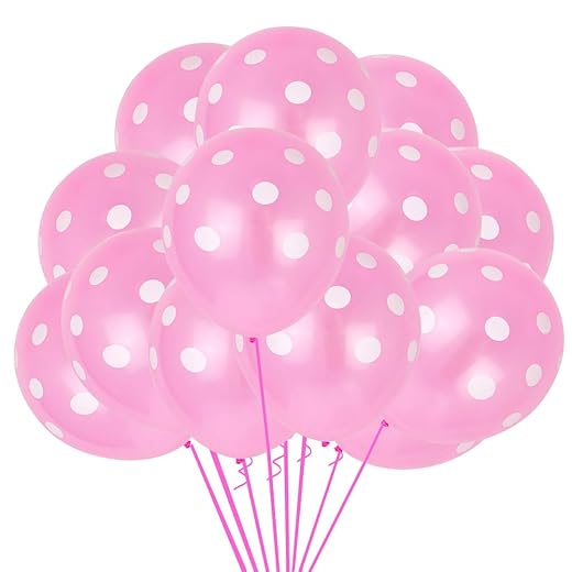TONIFUL 100pcs Pink and White Polka Dots Balloons 12inch large Polka Dot Latex Party Balloons for Wedding Birthday Party Festival Decoration Supplies