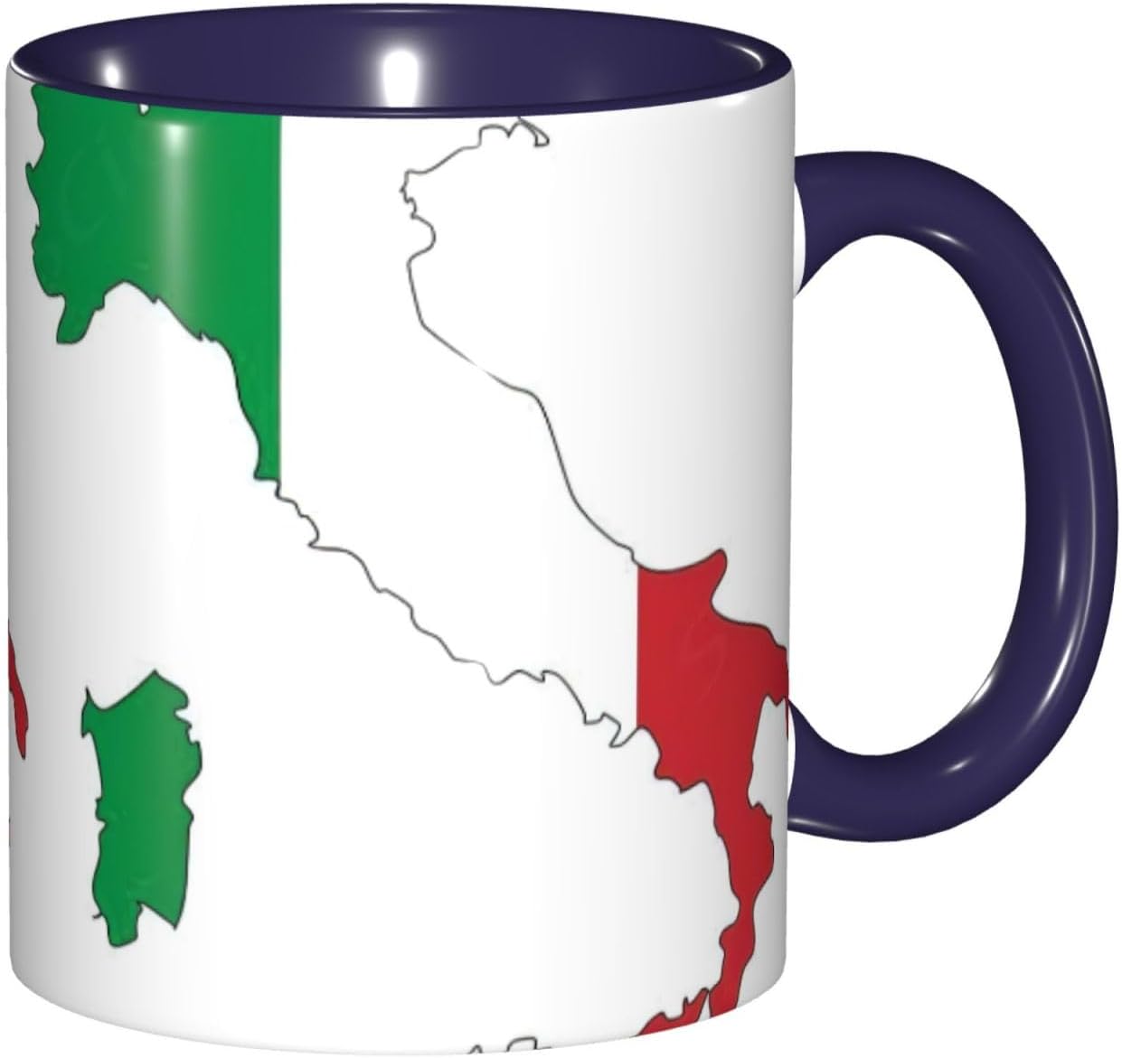 Italian Flag Map Print 11 Oz Pottery Mug, Ceramic Coffee Cups Elegant Tea Mugs with Gift Box for Women with 6 Colors