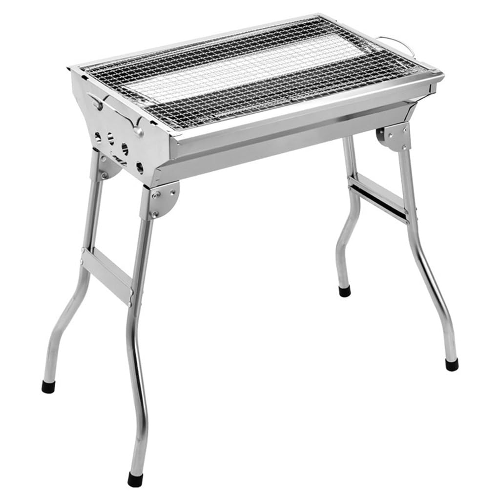 Barbacoa plegable de acero inoxidable para brochetas y camping