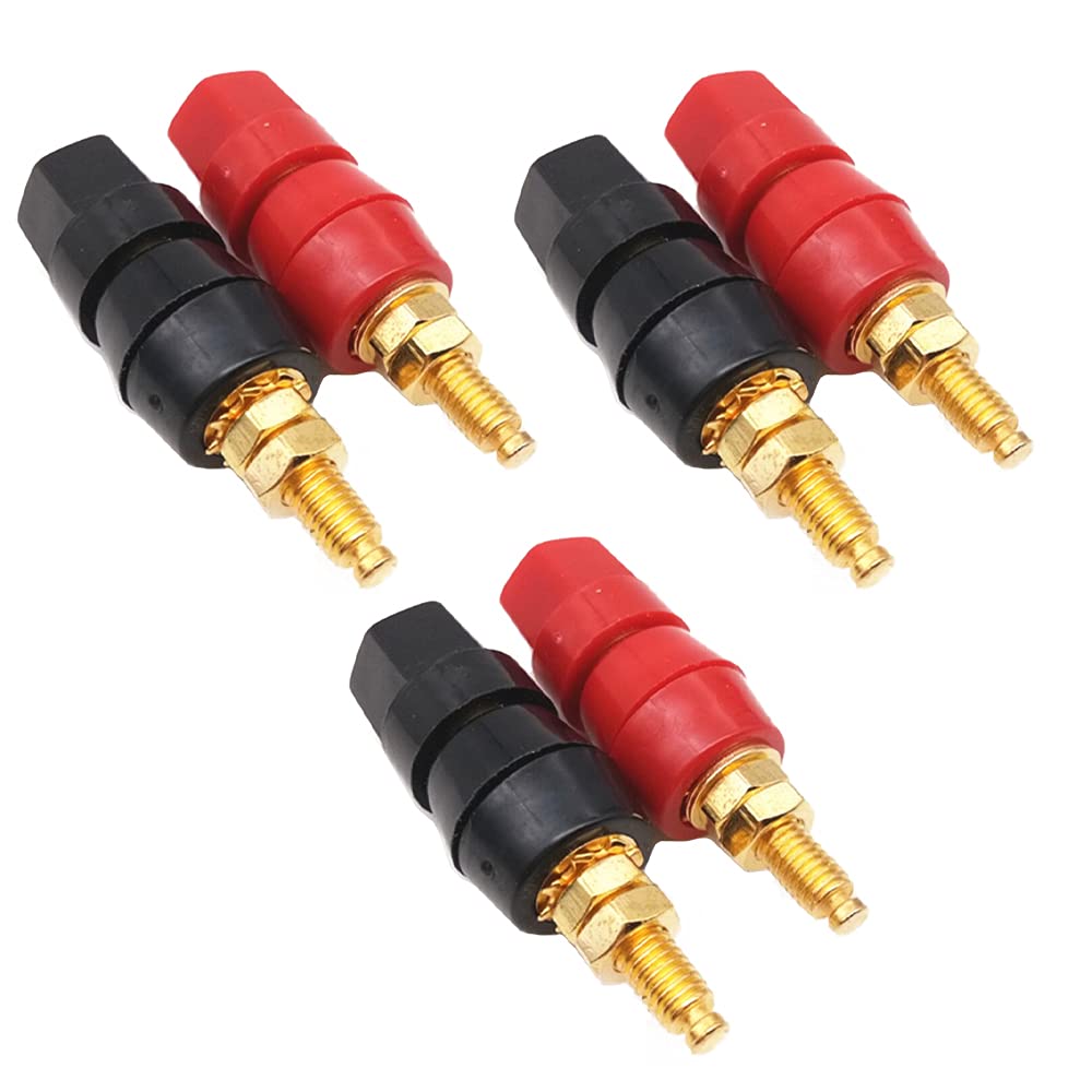 ZaishunNT 6 Pcs 4mm Banana Socket Panel Plug - Jack Socket Adapter Connector for Test Probes, Audio Speakers, and Binding Posts
