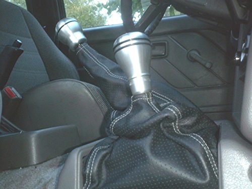 RedlineGoods Shift Boot - 4WD Compatible with Isuzu Amigo 1991-95. Tailor Made - not Universal. Genuine top-Grade Italian Black Leather with Black Thread