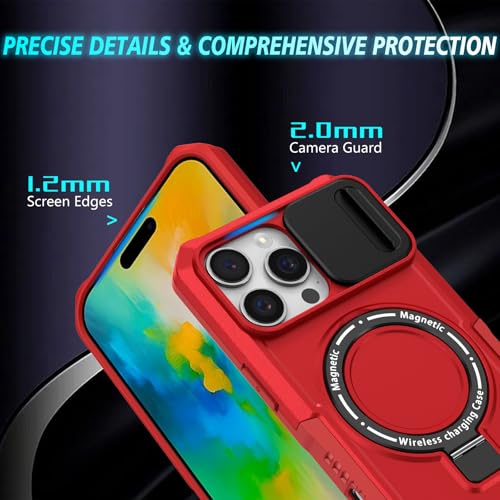 Funda Samsung S25 magnética a prueba de golpes con soporte integrado rojo 7