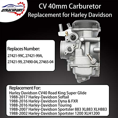 Image of CV40 Carburetor Carb with Extra Main Jets Slow Jets for Harley Davidson Dyna Sportster 883 1200 Heritage Softail Electra Glide Fatboy & More