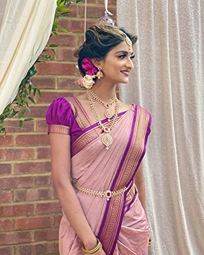 Image of Flosive Women's Kanjivaram Silk Saree With Handloom Weaving Work With Blouse Piece