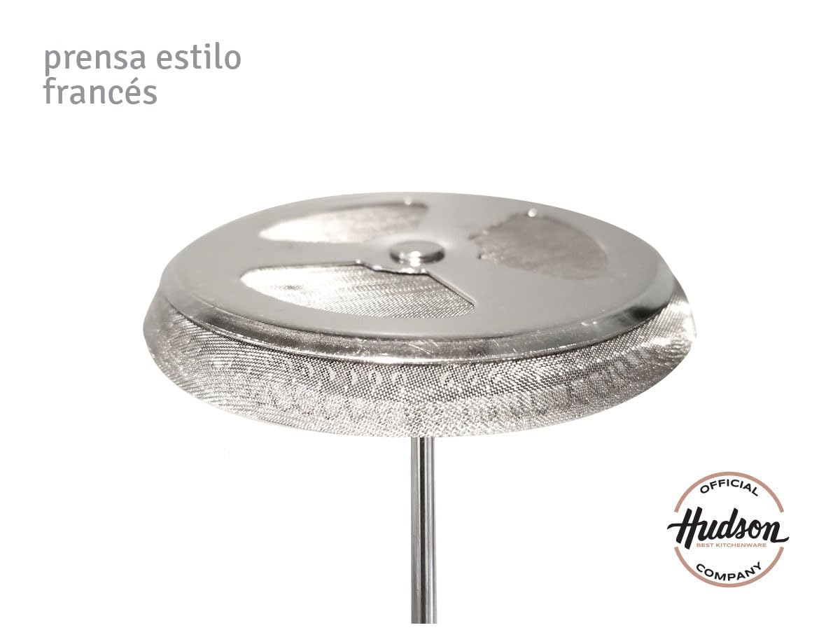 HUDSON - Cafetera y tetera de prensa francesa, 9 tazas, color plateado