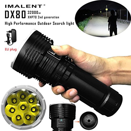 Lampe de poche LED 32000 Lumens, puissance de moulage IMALENT DX80 XHP70 Super Bright Cree LED imperméable à l'eau, 6 paramètres lumineux, intégré 8x18650 3000mAh batteries au lithium rechargeables