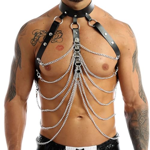 Men's Harness Belt Costume, PU Leather Body Chest for Men Sexy Punk Body Harness Belt, Adjustable Buckle Clothes Outfits, Nightclub Cosplay Clubwear #30