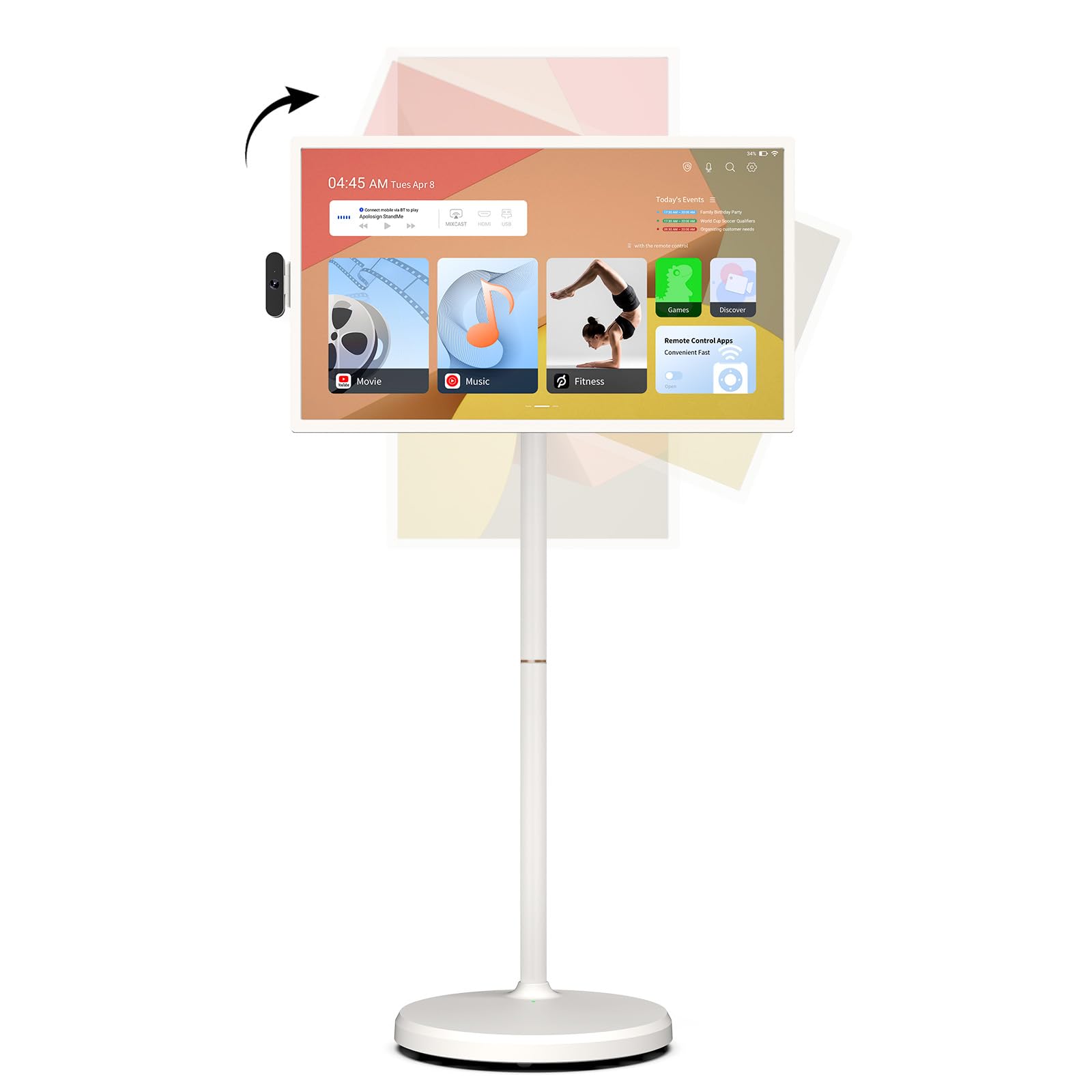ApoloSign 32 Pulgadas 2ª generación Televisor portátil Inteligente con Sistema operativo Android, Certificado EDLA, Pantalla táctil móvil, rotación Completa, Control Remoto por Voz
