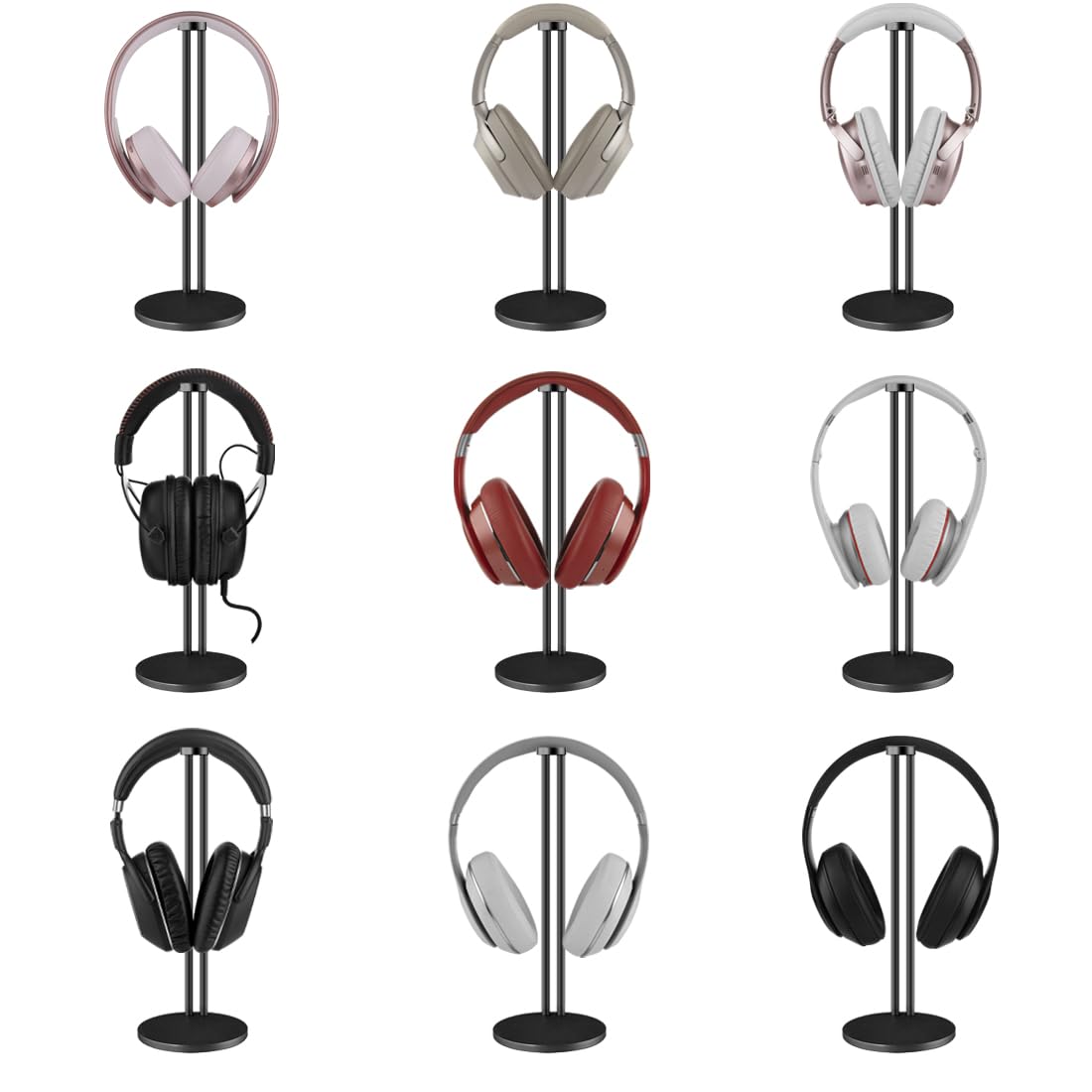 Geekria Soporte de Aluminio para Auriculares para Juegos, Soporte para Monitor de Escritorio con Base sólida Resistente, Compatible con Bose/Sony/Sennheiser/JBL (Negro)…