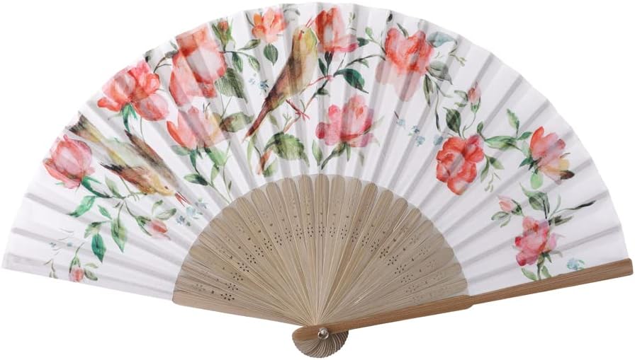 Hand Fan Bamboo Printed Pattern Folding Fan Cotton for Party Wedding Gift (Maths)