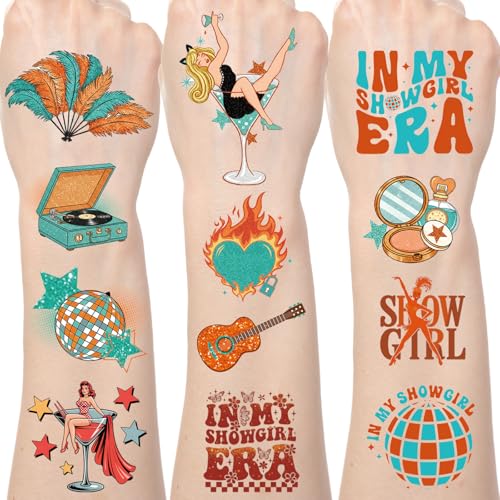 Aposwow Showgirl Temporary Tattoos Stickers - 200+ Showgirl Era Birthday Decor Supplies Favors The Life of a Birthday Tattoo Stickers Gifts Party Decorations Prizes Rewards