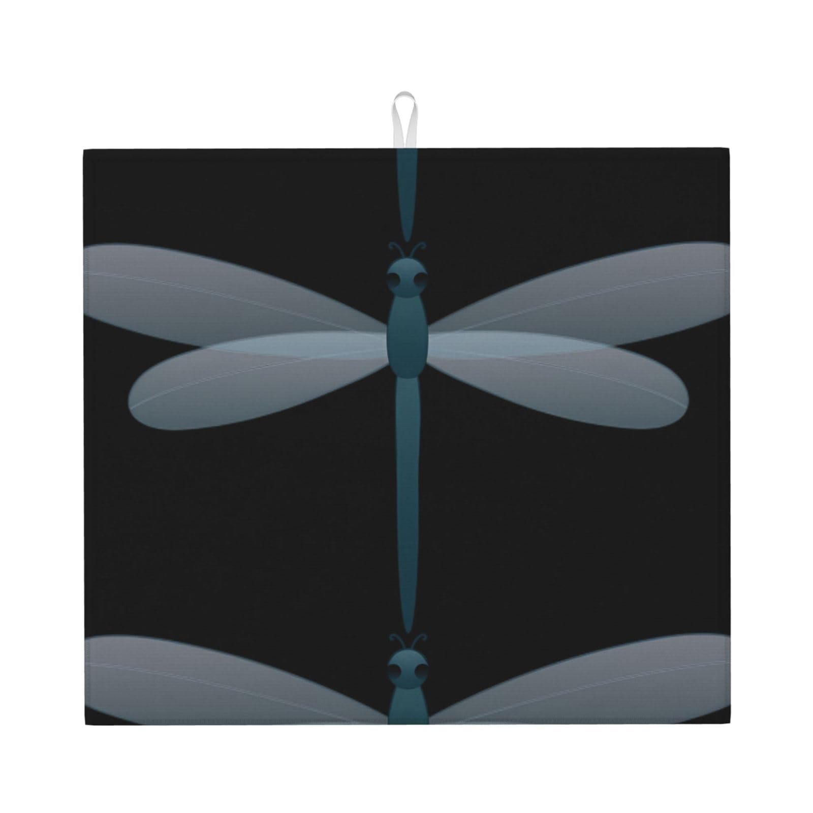 Yyhwhjde Black Dragonfly Prints Kitchen Drying Mat – Absorbent Dish Throw For Countertop, Non-Slip Layer With Vibrant Prints, Ideal For Housewarming