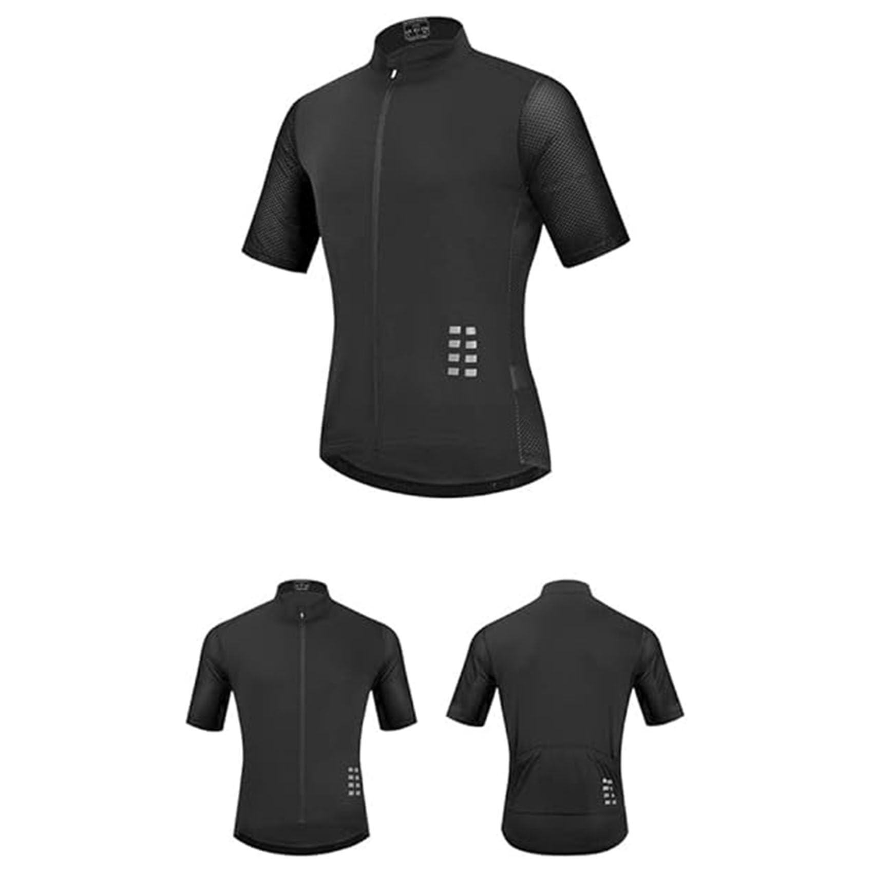 Koszulka rowerowa męskie damskie krótkie rękawy jeździeckie letnie oddychające koszulki rowerowe odblaskowe szybkoschnące rowerowe T-shirt rowerowy ubrania,Black-ASIA2XL/EURXL