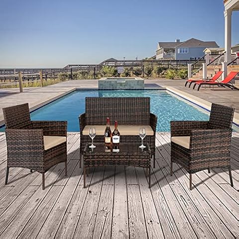 Rattan Garden Furniture Set Patio Furniture Set conservatory furniture Outdoor Garden furniture rattan Patio Furniture with Coffee Table All-Weather Patio Wicker Sofa for Yard Pool Backyard Porch Lawn Cover