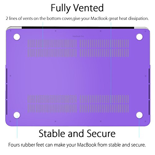 Ueswill 2 In 1 Matte Hard Shell Case With Keyboard Cover Compatible With Macbook Pro 15 Inch With Retina Display (Model A1398, Mid 2015/2014/2013/Mid 2012), No Cd-Rom, No Touch Bar, Purple #TOP4