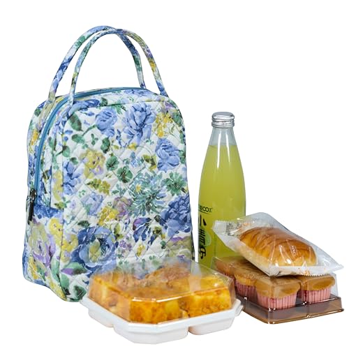 Jula Vance Machine Washable Women Quilted Fabric Insulated Reusable Cooler Lunch Bag Tote Adult Thermal Lunch Box Storage Bag for Ｗork (Floral #2) by Jula Vance - Image 2