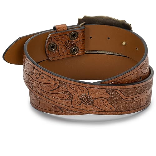Western Bull Cowboy Belt for Men - Women Vintage Embossed PU Leather Cowgirl Belt Rodeo Country Farm Wedding Costume Jeans4