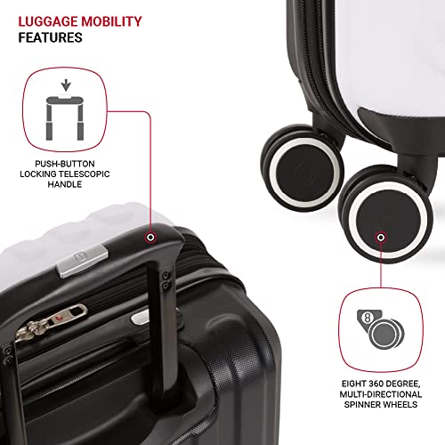SwissGear Duet Hardside Expandable Luggage with Spinner Wheels, Black/White, 3-Piece Set (19/24/28) - Image 3