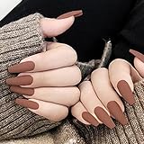 Dreamyn Long Coffin Press on Nails Matte Ballerina Solid False Nails Fashion Acrylic Full Cover Fake...
