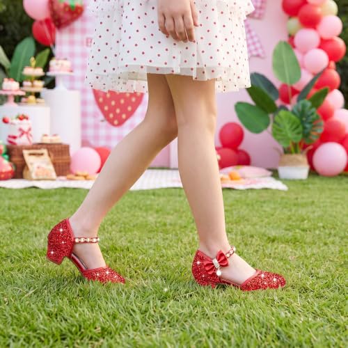 Image of Motasha Sparkly Girls Dress Shoes Kids High Heels Toddler to Big Kid