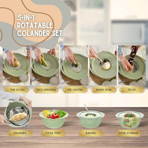Vayex 001 4 In 1 Colander With Mixing Bowl Set, Kitchen Colander Strainer With Bowl, Fruit Cleaning, Colanders & Food Strainers thumb #1