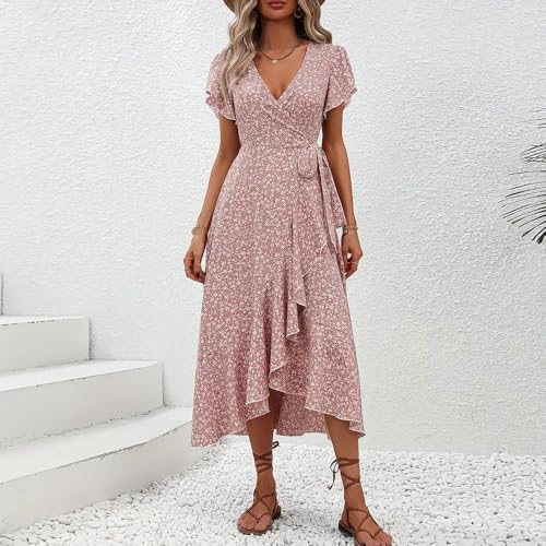 Robe longue bohème à fleurs col en V chic et décontractée d'été - 5