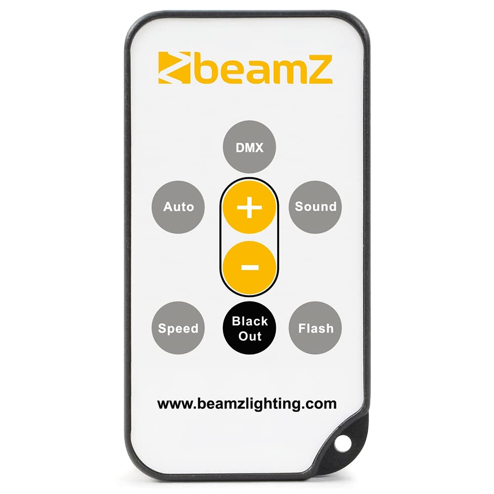BeamZ StrobeMoon Jeu de Lumière 2 en 1 - Effets Colorés et Fonction Stroboscopique, Mode Autonome ou Détection du Son, Shows Préprogrammés, Télécommande, Idéal pour Animer vos Soirées