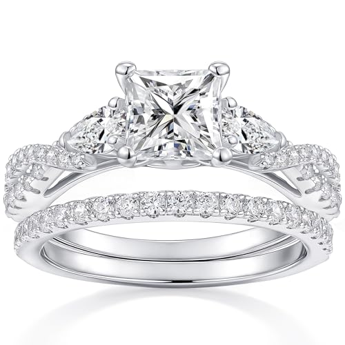 Newshe Jewellery Wedding Ring Set for Women Cubic Zirconia Engagement Rings Bridal Sets Princess...