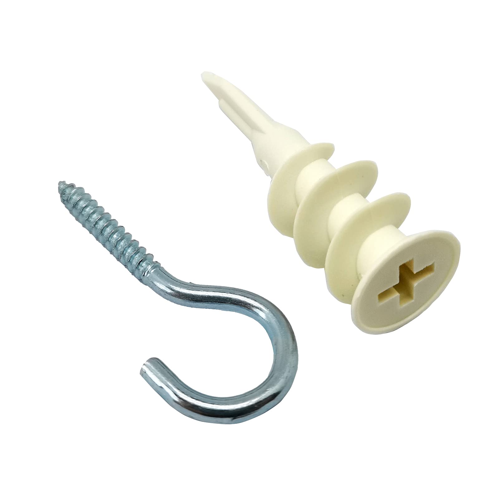 ERDANER Stainless Steel Eye Screws Eye Bolt Hooks, Self-Tapping Ceiling Hooks Metal Cup Hooks Round End Screw Hooks Gypsum Board Expansion Screw Screw-in Type Gypsum Board Riser(20 Pcs)