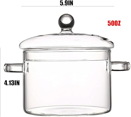 Miniatura 2 de Ollas de vidrio para cocinar con tapa olla de vidrio de 15 litros resistente al calor olla y sartén con tapa sopa leche comida para bebés