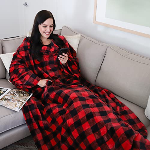 Image of Catalonia Wearable Blanket with Sleeves & Foot Pocket for Adults