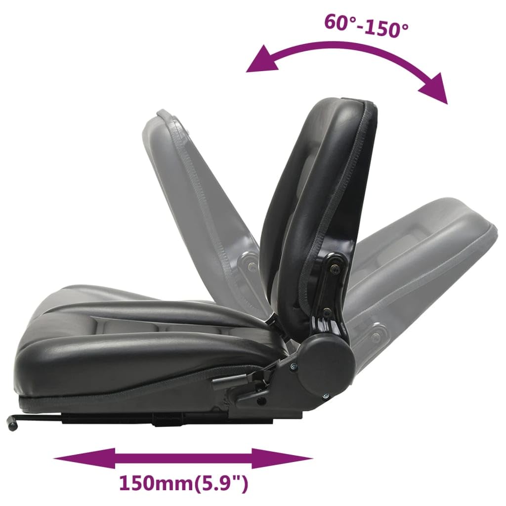 vidaXL Asiento de Máquina Elevadora y Tractor Respaldo Ajustable Negro Jardín