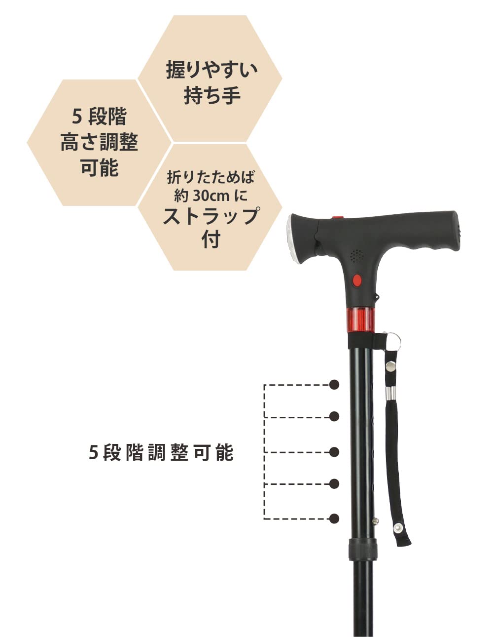 Amazon.co.jp: cyberlife 4本足 4点杖 折りたたみ式伸縮杖 自立式 男女