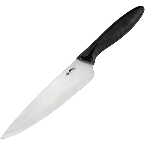 Zyliss Chef's Knife with Sheath Cover - Stainless Steel Knife - Fruit, Vegetable, Herbs & Meats Knife - Travel Knife with Safety Kitchen Blade Guards - Dishwasher & Hand Wash Safe - 7.25" - Black