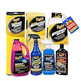 Meguiar's Boat & RV Wash & Wax Starter Kit - The Perfect Detailing Kit For Boats & RVs - Includes Wash, Wax, Water Spot Remover, Vinyl & Rubber Detailer and Cleaning Accessories