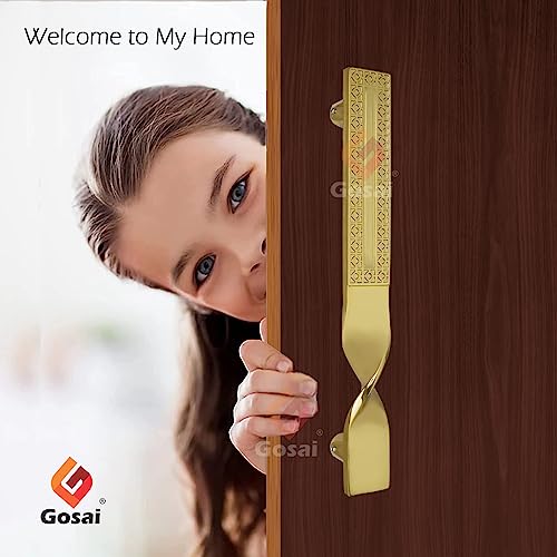 Image of GOSAI 12 Inch Twist Main Door Handle /Door Handles for Door /Glass Handle /Pull All The Doors of House|Office|Facotry|Hospital (Premium Gold Handle) Pack 1 pcs