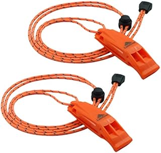 LuxoGear Emergency Whistles with Lanyard Safety Whistle Survival Shrill Loud Blast for Kayak Life Vest Jacket Boating Fishing Boat Camping Hiking Hunting Rescue Signaling Kids Lifeguard Plastic 2 Pack