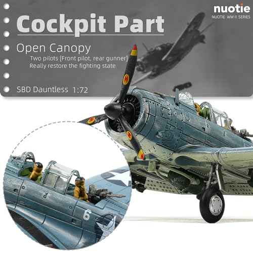 NUOTIE 1/72 Douglas SBD-2 Dauntless Dive Bommber Model World War II Midway Vintage Warplane Metal Diecast Aircraft Military Display Airplane for Display Collection or Gift - Image 4
